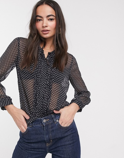 French Connection caressa crinkle printed shirt