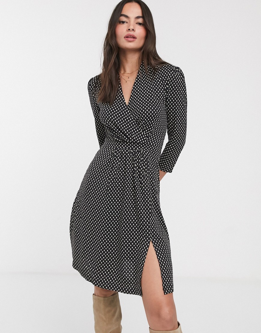 French Connection caressa meadow jersey wrap dress-Multi