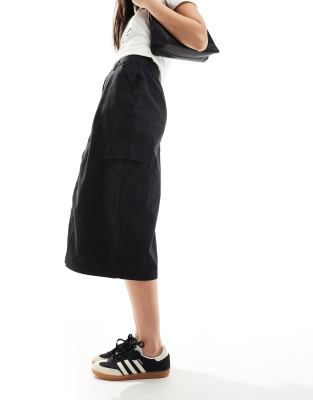 French Connection cargo midi skirt in black