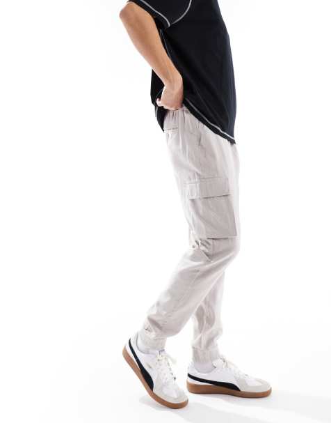 French Connection cargo pocket linen pants in stone - view 1