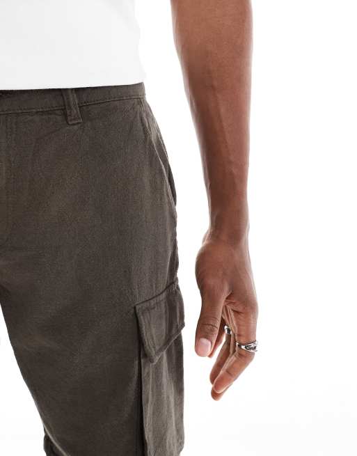 French Connection cargo pocket linen shorts in khaki, 2 of 5