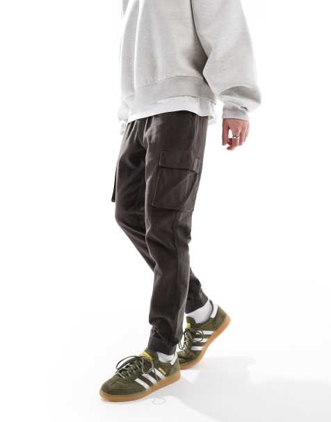 French Connection cargo pocket linen trousers in khaki - view 1
