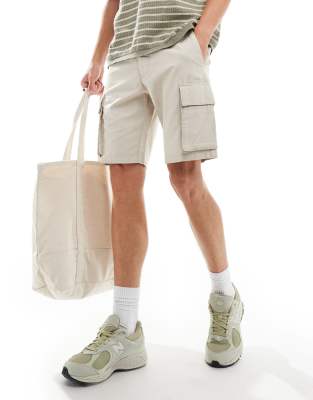 French Connection Mens French Connection cargo shorts in stone-Neutral