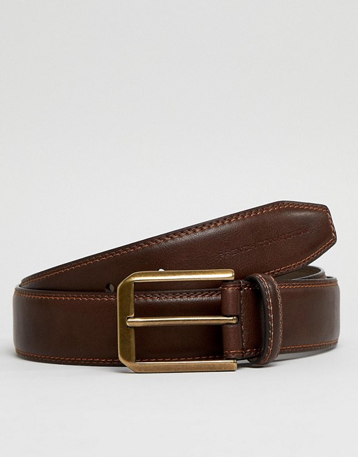 French Connection Casual Leather Belt In Brown | ASOS