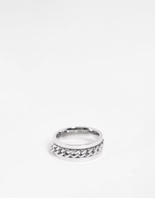 French Connection chain band ring silver