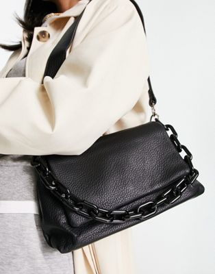 French Connection chain link crossbody bag in black