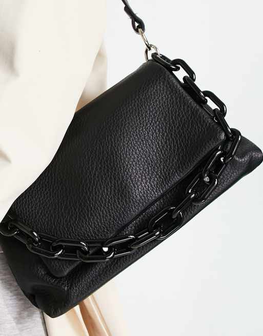 French Connection chain link crossbody bag in black