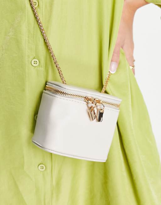 French Connection chain strap mini box bag in cream