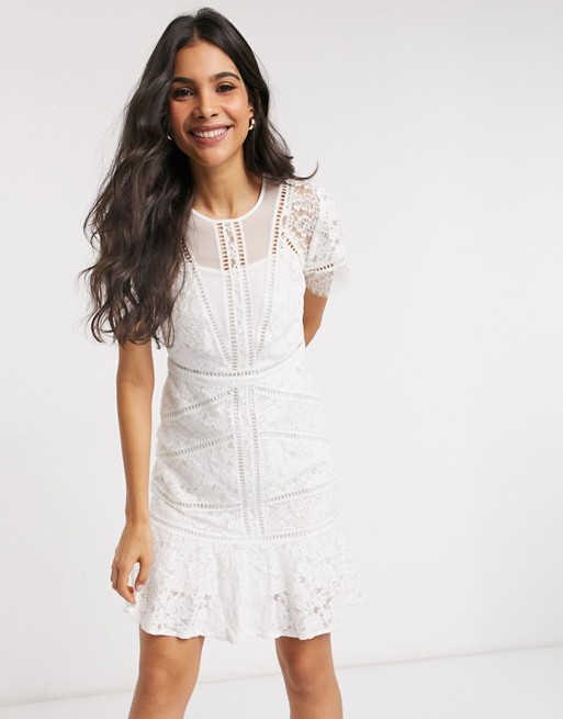 French Connection chante lace mix dress