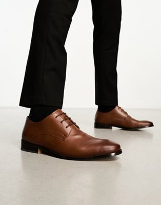 French Connection formal leather derby lace up shoes in tan - ASOS Price Checker