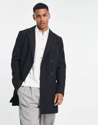 French Connection checked coat in black | ASOS