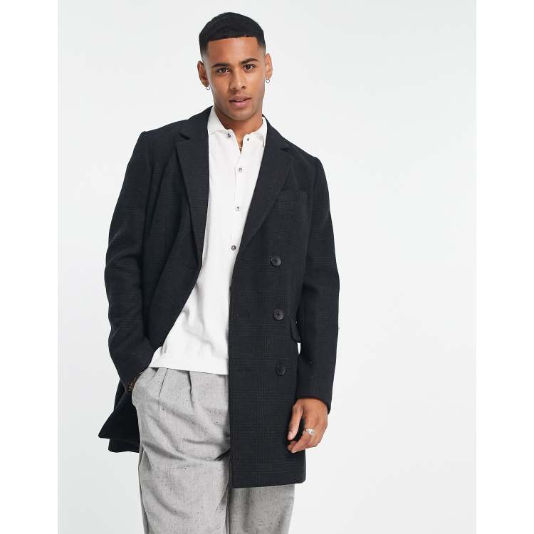 French Connection checked coat in black | ASOS