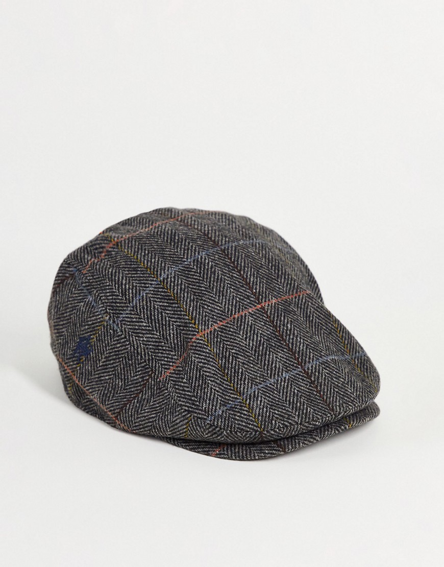 FRENCH CONNECTION CHECKED FLAT CAP IN NAVY,THRTP
