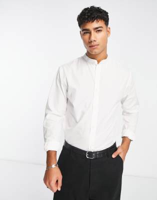 French Connection grandad collar shirt in white - ASOS Price Checker