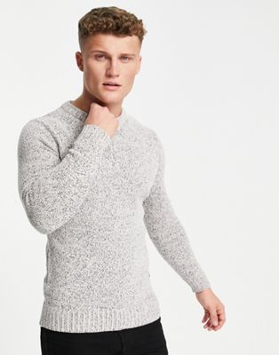 French Connection chenille crew neck jumper in light grey
