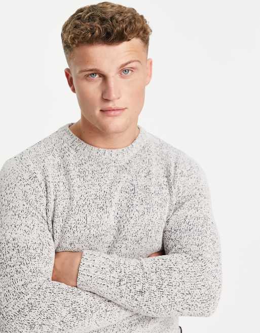 French Connection chenille crew neck jumper in light grey