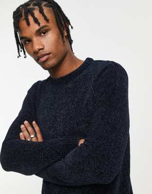 French Connection chenille crew neck jumper in navy - ASOS Price Checker
