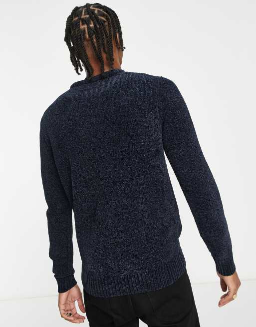 French Connection chenille crew neck jumper in navy