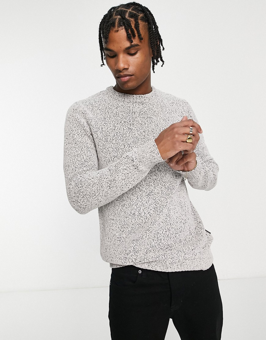 French Connection chenille crew neck sweater in light gray