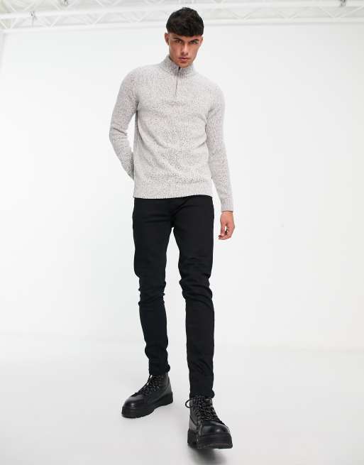 French Connection chenille half zip jumper in light grey, 2 of 4