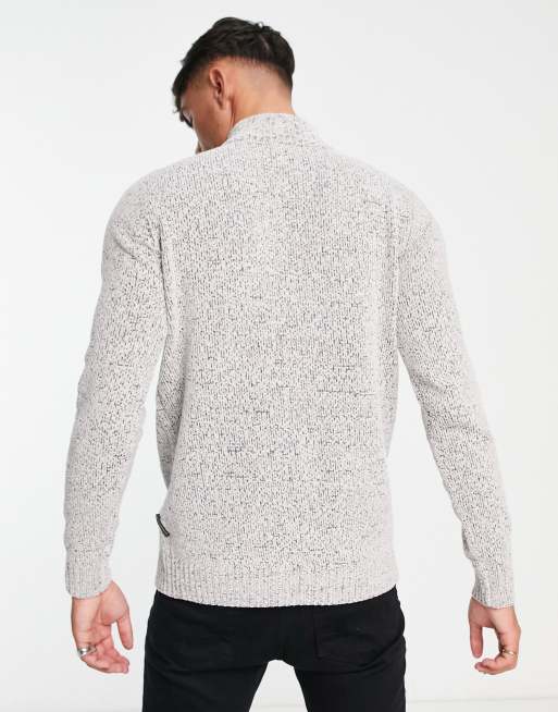 French Connection chenille half zip sweater in light gray, 3 of 4