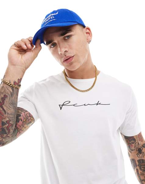 French Connection chest script logo t-shirt in white - view 1
