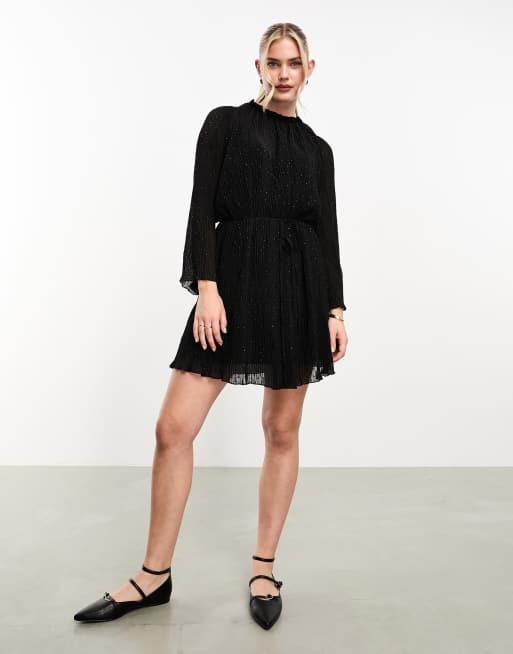 Black chiffon swing dress sale