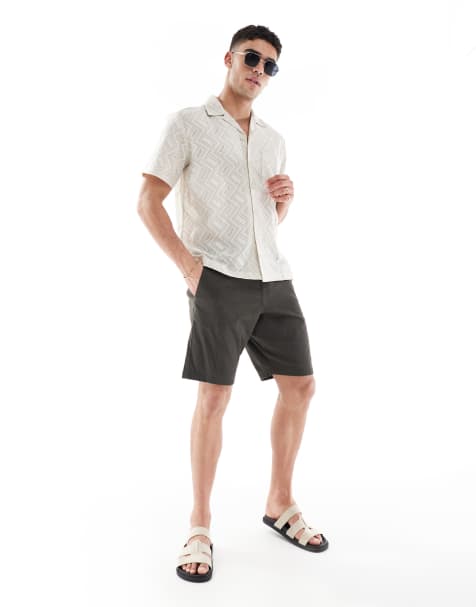 French Connection chino jogger shorts in khaki - view 1