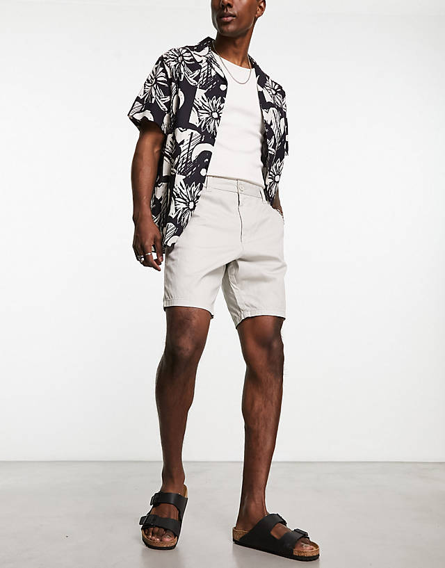 French Connection Mens - French Connection chino shorts in light grey