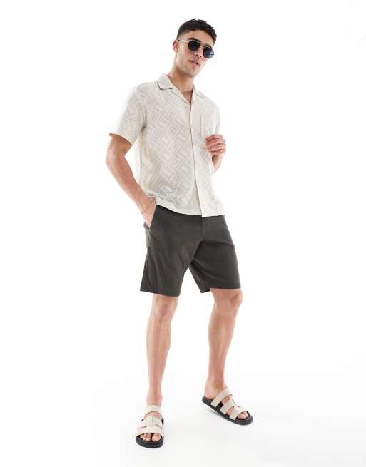 French Connection chino sweatpants shorts in khaki