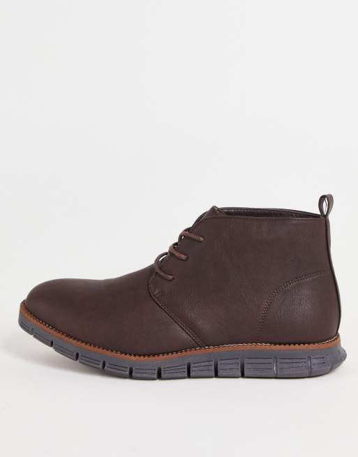French Connection – Chukka-Stiefel in Dunkelbraun mit Profilsohle