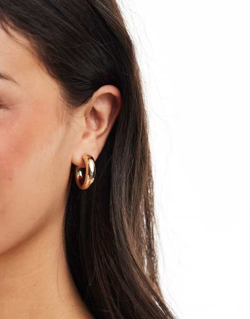 French Connection chunky 25 mm hoop earrings in gold