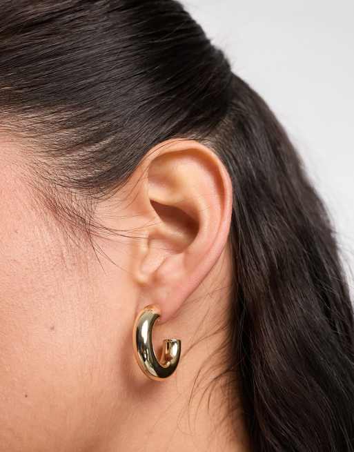 French Connection - Chunky guldfarvede 25 mm hoop-øreringe