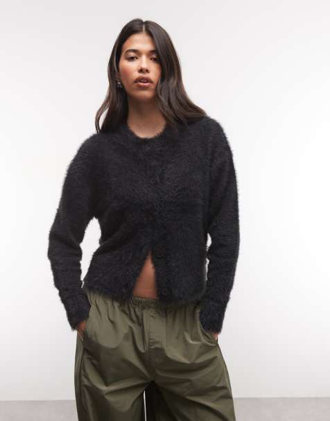 French Connection chunky soft touch cardigan in black - view 1