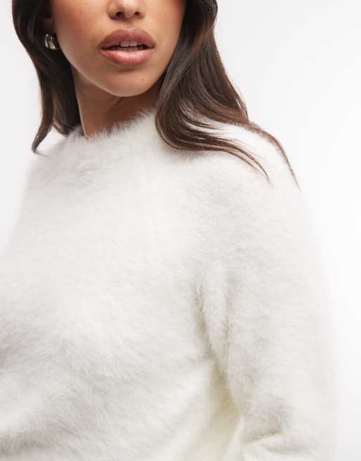French Connection chunky soft touch crewneck jumper in off white, 2 of 4