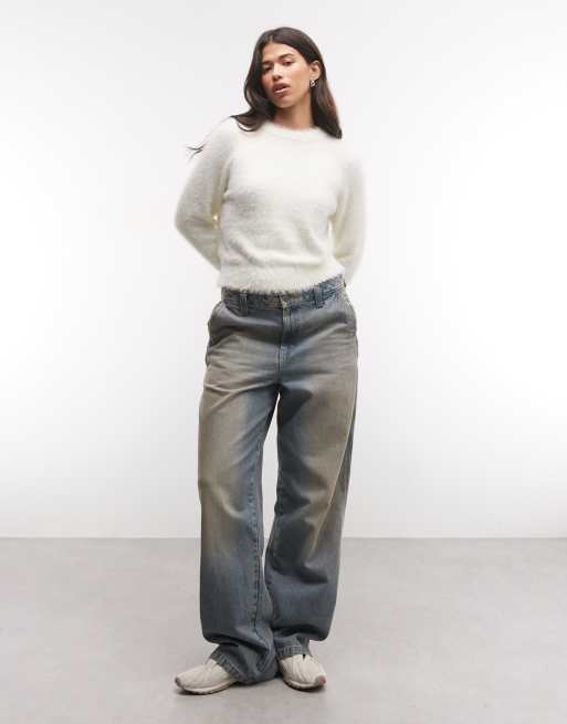 French Connection chunky soft touch crewneck jumper in off white, 4 of 4