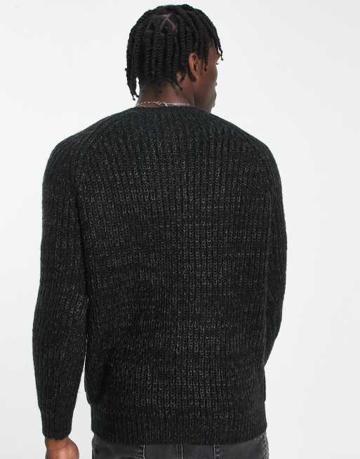 Mens black discount chunky knit jumper