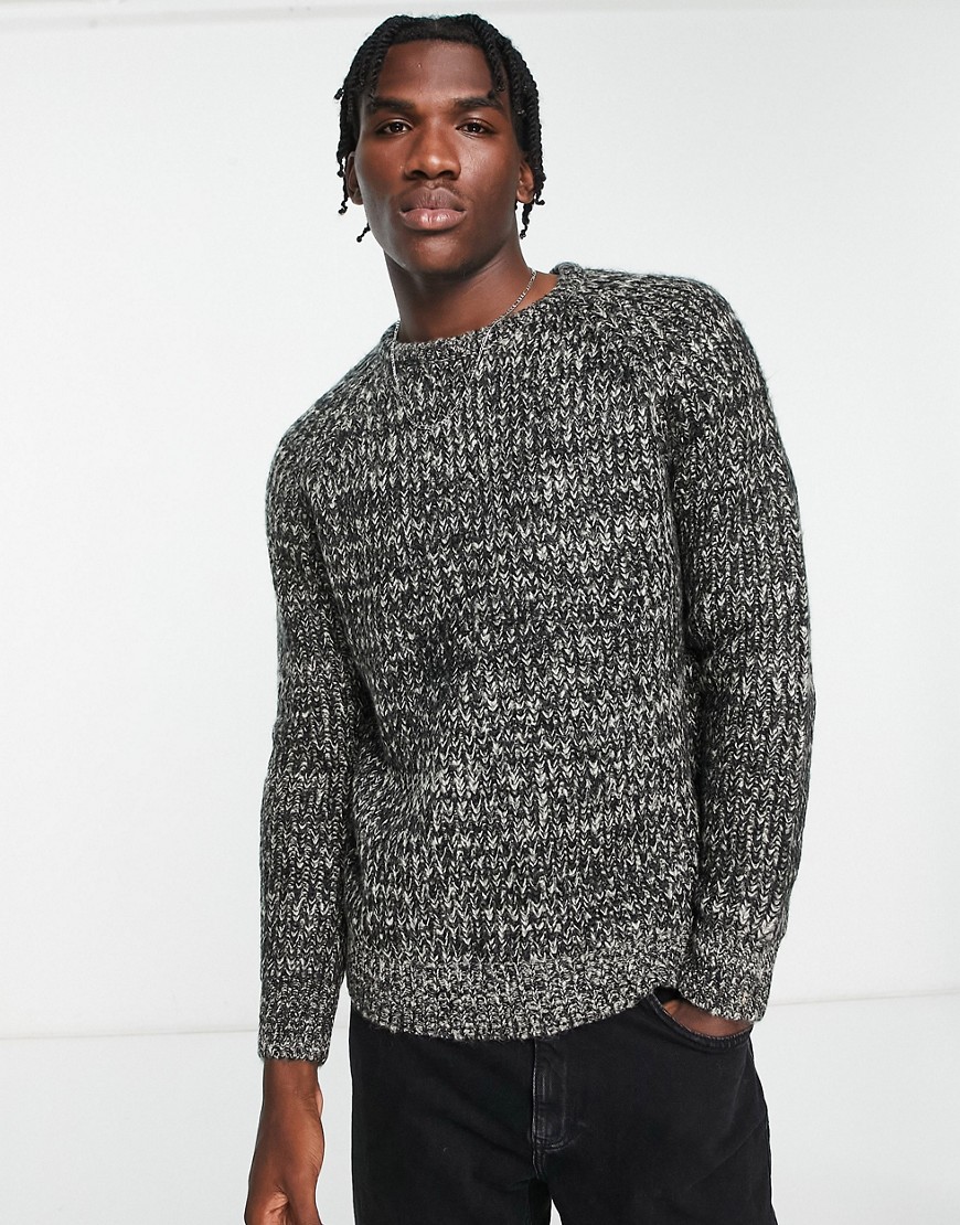 French Connection chunky twist jumper in black & light grey