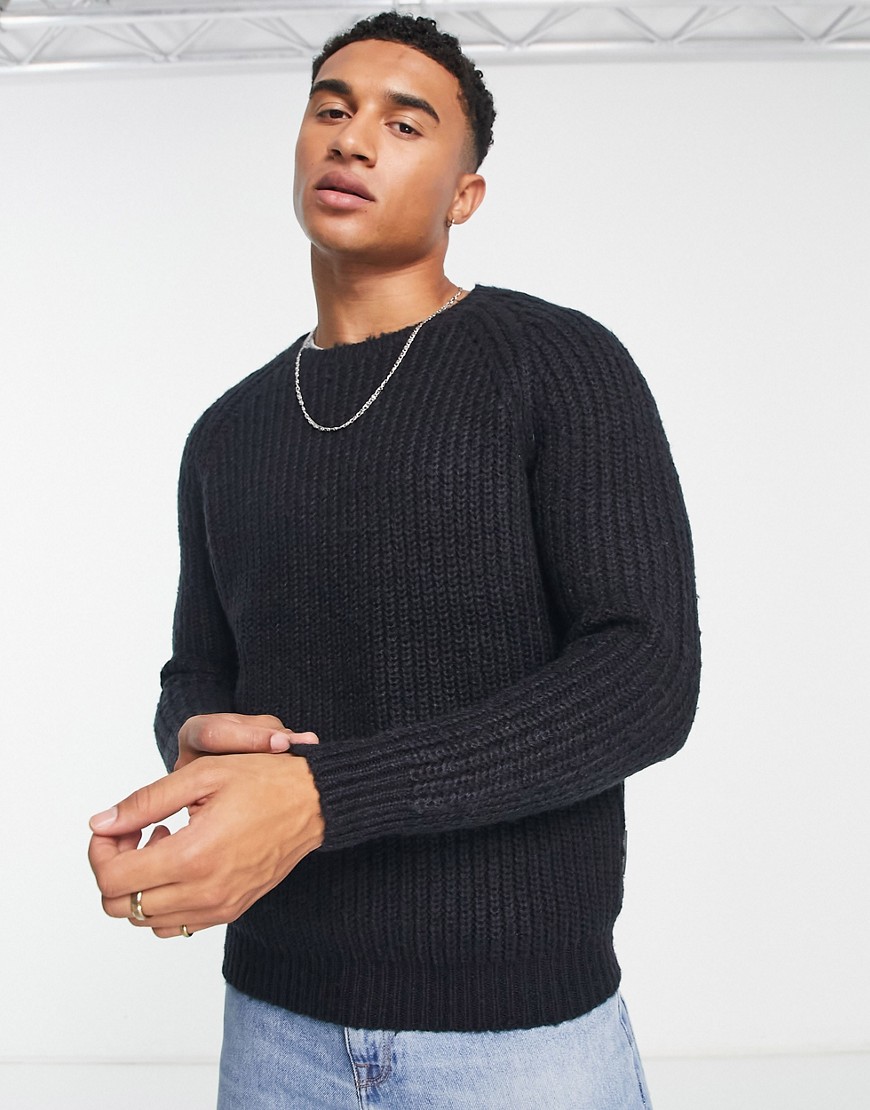 French Connection chunky twist jumper in navy-Red