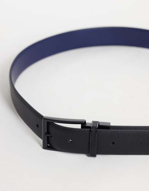 French Connection cintura reversibile in pelle 2 in nero e navy, 2 di 3