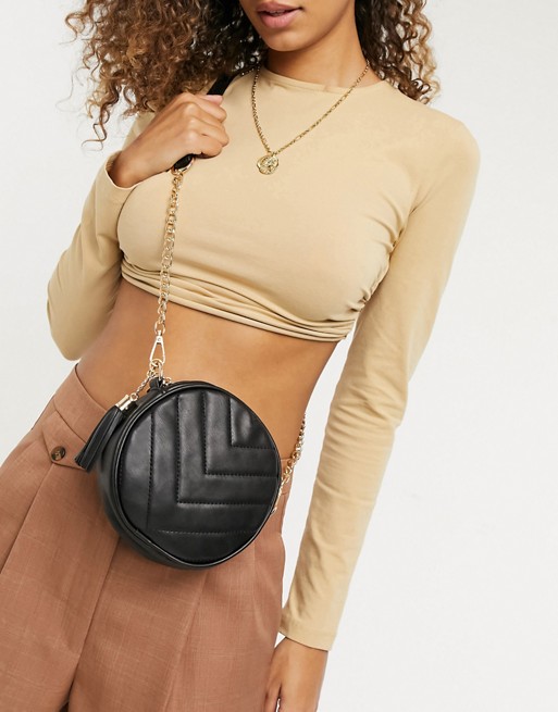 French Connection circle quilted bag in black
