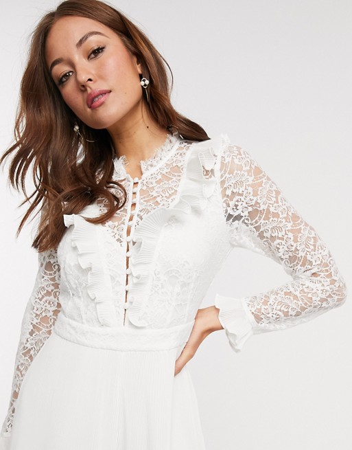 French Connection clandre lace jumpsuit in white