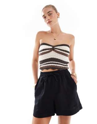 FRENCH CONNECTION CLARE LINEN BLEND DRAWSTRING SHORTS 