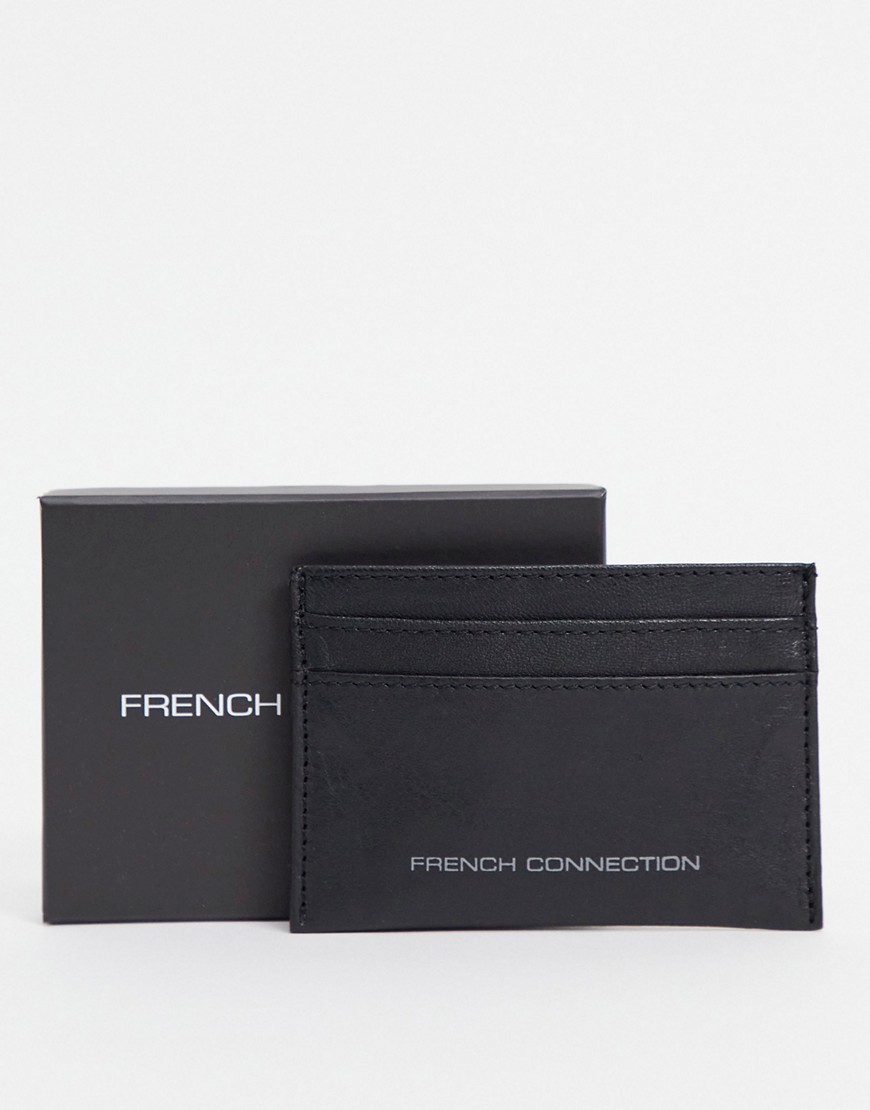 French Connection classic contrast cardholder in black and gunmetal