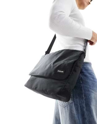 French Connection classic FCUK messenger bag in black