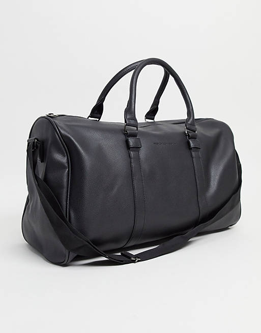 French Connection classic holdall bag in black matt | ASOS