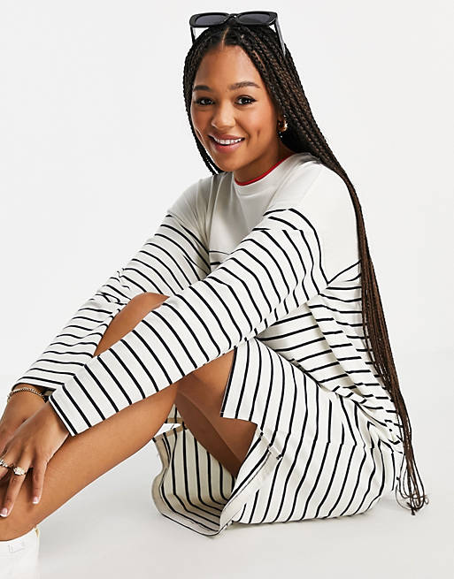 French Connection classic jersey striped dress in cream