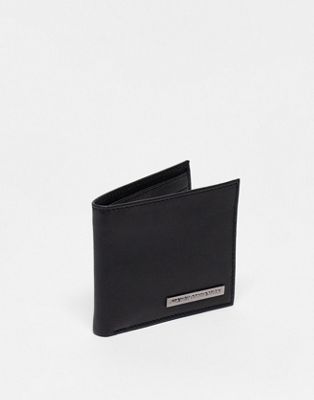 French Connection classic leather bi-fold metal bar wallet in black