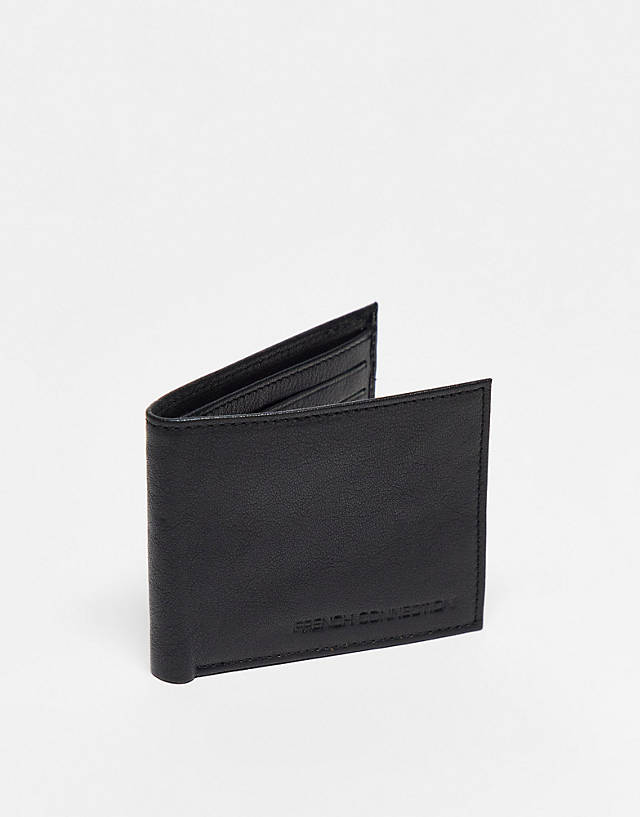 French Connection - classic leather bi-fold wallet in black