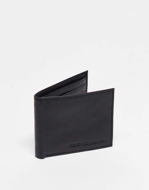 Black saffiano leather bi-fold wallet with studs